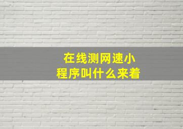 在线测网速小程序叫什么来着