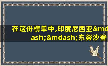 在这份榜单中,印度尼西亚——东努沙登加拉群岛、匈牙