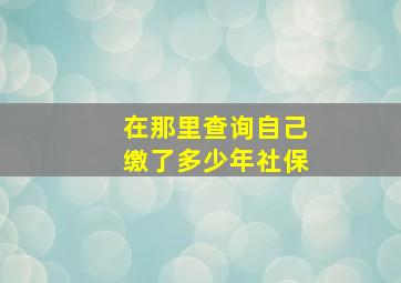 在那里查询自己缴了多少年社保