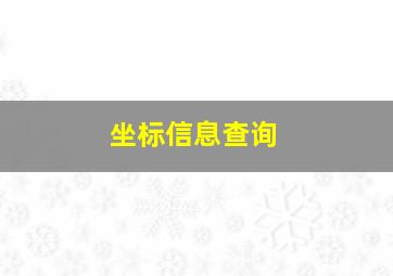 坐标信息查询