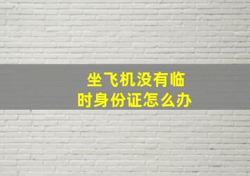 坐飞机没有临时身份证怎么办