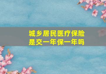 城乡居民医疗保险是交一年保一年吗