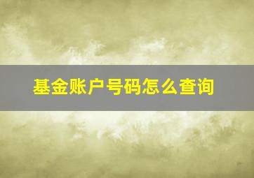 基金账户号码怎么查询