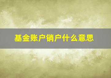 基金账户销户什么意思