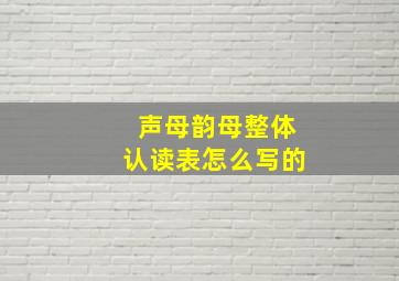 声母韵母整体认读表怎么写的