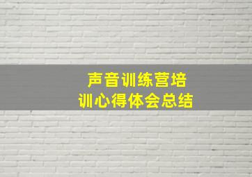 声音训练营培训心得体会总结