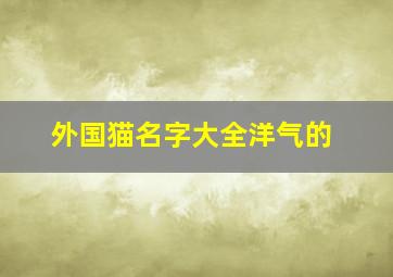 外国猫名字大全洋气的