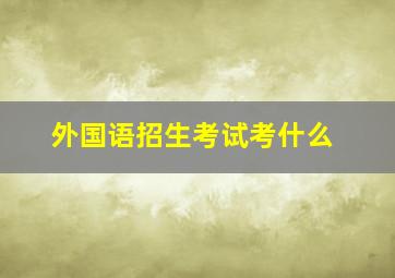 外国语招生考试考什么