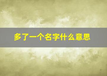 多了一个名字什么意思