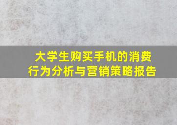 大学生购买手机的消费行为分析与营销策略报告