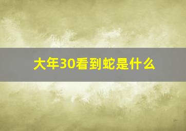 大年30看到蛇是什么