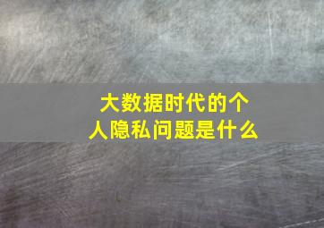 大数据时代的个人隐私问题是什么