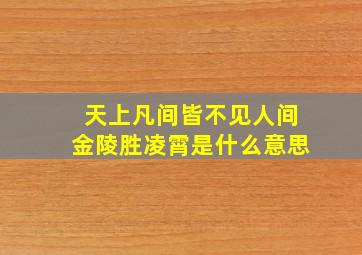 天上凡间皆不见人间金陵胜凌霄是什么意思