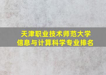 天津职业技术师范大学信息与计算科学专业排名