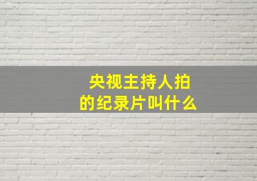 央视主持人拍的纪录片叫什么