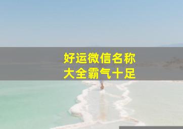 好运微信名称大全霸气十足