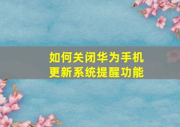 如何关闭华为手机更新系统提醒功能