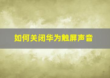 如何关闭华为触屏声音