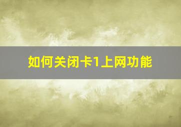 如何关闭卡1上网功能