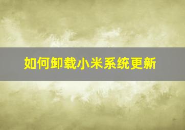 如何卸载小米系统更新