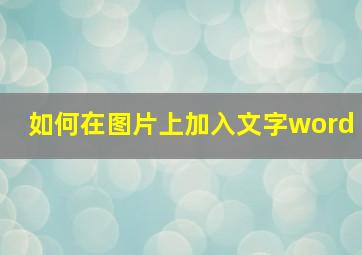 如何在图片上加入文字word