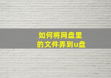 如何将网盘里的文件弄到u盘