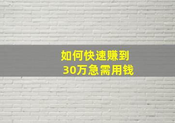 如何快速赚到30万急需用钱