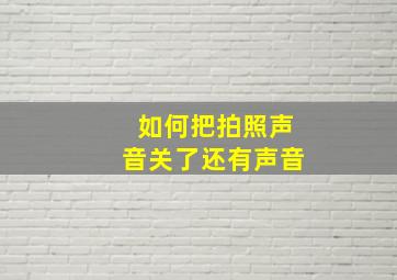 如何把拍照声音关了还有声音