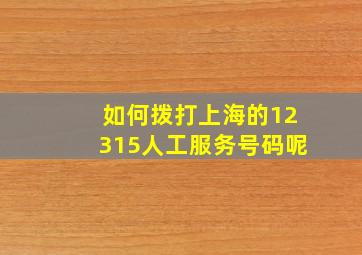 如何拨打上海的12315人工服务号码呢