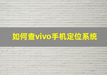 如何查vivo手机定位系统