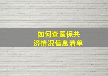 如何查医保共济情况信息清单