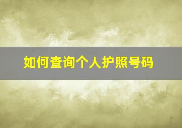 如何查询个人护照号码