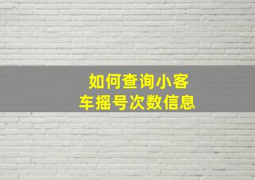 如何查询小客车摇号次数信息