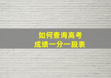 如何查询高考成绩一分一段表