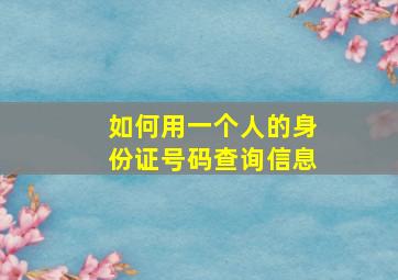 如何用一个人的身份证号码查询信息