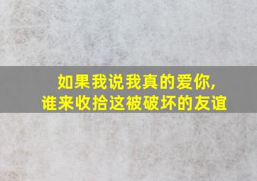 如果我说我真的爱你,谁来收拾这被破坏的友谊