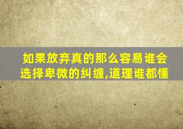 如果放弃真的那么容易谁会选择卑微的纠缠,道理谁都懂