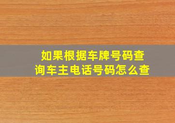 如果根据车牌号码查询车主电话号码怎么查