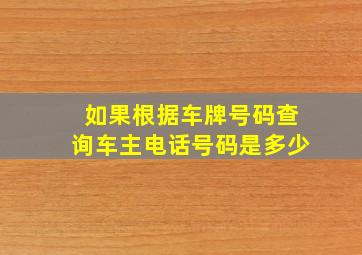 如果根据车牌号码查询车主电话号码是多少