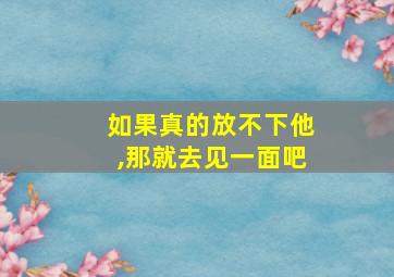 如果真的放不下他,那就去见一面吧