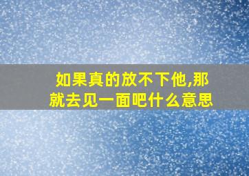 如果真的放不下他,那就去见一面吧什么意思