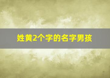 姓黄2个字的名字男孩