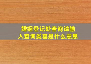 婚姻登记处查询请输入查询类容是什么意思