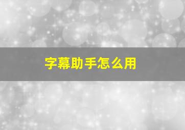 字幕助手怎么用