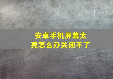 安卓手机屏幕太亮怎么办关闭不了