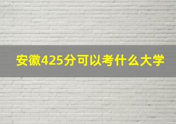 安徽425分可以考什么大学