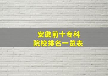 安徽前十专科院校排名一览表