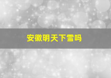 安徽明天下雪吗