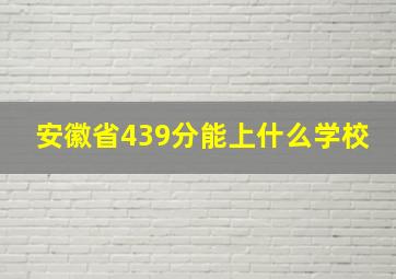 安徽省439分能上什么学校