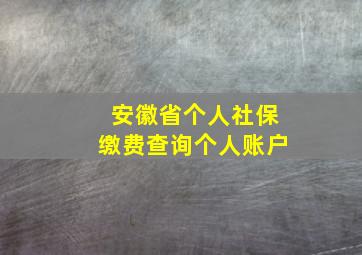 安徽省个人社保缴费查询个人账户